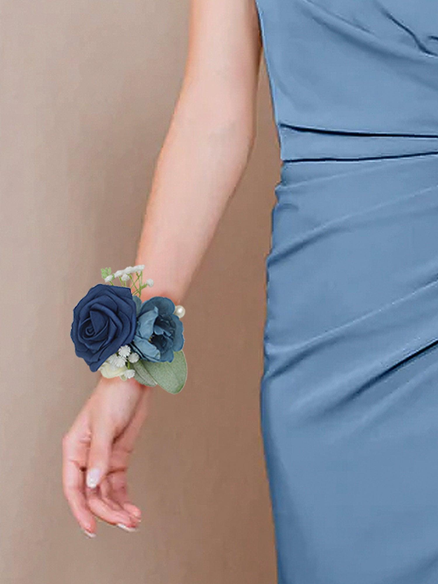 prom corsage for royal blue dress Blue Rose and Purple Bow Wrist Corsage in Philadelphia, PA